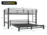 KINGSTON SLUMBER Metal Single Loft Bed And Double Underbed Frame, Multifunctional, Space Saving with V219-BEDBBBKSL8GA