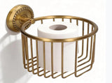 Brass Toilet Paper Holder, Wall Mounted Holder Vintage Bathroom Roll Basket Antique Tissue Storage V1259-DP01-A-814