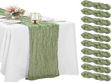 10 Pack Sage Green Cheesecloth Table Runner 10FT Boho Gauze Fabric Table Runner Vintage Rustic Sheer V1258-DP02-C-350