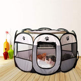 Foldable Playpen for Pets Dogs Cats Portable Soft Fabric Kennel Indoor Outdoor Gray 74*74*43 V1237-ZY-203-4082