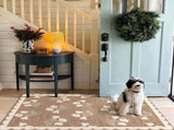 3x5 Floral Entry Rug - Small Washable Indoor Outdoor Mats for Front Door Non-Slip Porch Rug Tan Boho V1258-DP02-WO-1007
