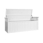 Gardeon Outdoor Storage Bench Box 129cm Wooden Garden Toy Chest Sheds Patio Furniture XL White ODSB-5358W-WH