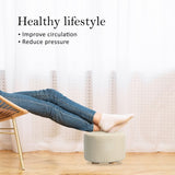 Fabric Ottoman Round Wooden Leg Foot Stool - BEIGE V274-FT-GQST01-BE