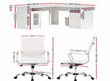 Artiss Office Desk and Chair Set L Shape Computer Desk 150cm with Storage Cabinet & Drawers, FURNI-DESK-L-8147H-WH