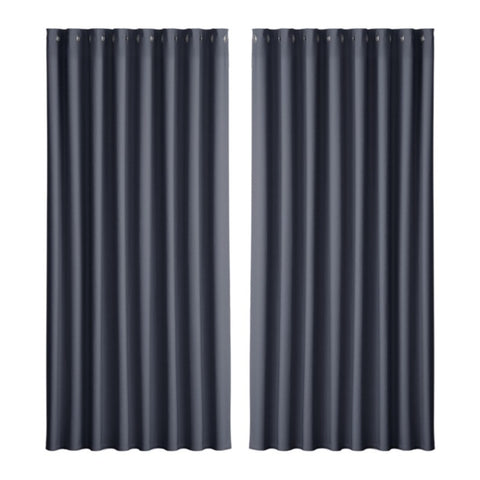 Artiss 2X Blockout Curtains Eyelet 300x230cm Charcoal BC-MATT-300X230-CH