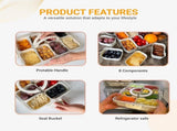 Snack Boxes - Divided trays with lids and handles - Transparent snack boxes for fruit, snacks, V1188-ZXY-10861