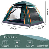 Instant Pop Up Tent For Hiking 2/3/4 Person Camping Tents, Waterproof Windproof Family Tent With Top V213-IPUT02-GRN01