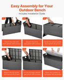 Outdoor Storage Bench, 2-Person PE Rattan Storage Bench, 151L Deck Box with Cushion & Side Handle, V952-TTHWCWZDTT402V9MA001V0
