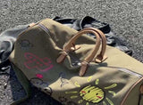 Large Capacity Canvas Travel Duffel Bag with Doodle Print - Weekend & Gym Tote V888-ELOSUNG37029
