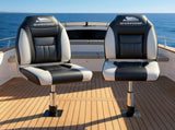 Seamanship 2X Folding Boat Seats with 2X Adjustable Pedestals 3446cm Marine Seat Swivel High Back BS-86522-BK-3446X2
