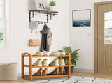 Bamboo Shoe Rack Entryway Multi-Layer Shoe Storage Organizer Space Saving Small Shoe Cabin V1370-AZ4-09455