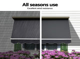 Instahut Motorised Pivot Arm Awning Window Sun Shade 1.8 X 2.1M Grey AWN-B-FIXED-RM-18-GREY