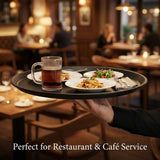 16-Inch Round Non-Slip Serving Trays 4 Pack Rubber Surface Plastic Tray Set for Restaurant, Caf & V1258-DP02-C-2182