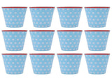 12PCS Light Blue Dot Pattern Imitation Ceramic Water Cup Drinking Mug for Restaurant School Gift V1294-YM0901-3118210153011