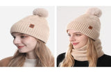Women's Fashionable Winter 3-Piece Set Knit Hat, Scarf, Gloves. A must-have for outdoor skiing V1265-AU-055-MI