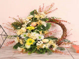 Artificial Wild Chrysanthemum Half Wreath Easter Decorative Wreaths for Home Front Door Decoration V1294-YM0714-211222XU04-2
