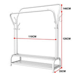 White Heavy Duty Metal Double Clothes Rail Rack Garment Hanging Shoe Storage Shelf AU V201-QHGMMOREONE030