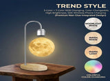 Maglev Floating Moon Lamp with 15W Wireless Charger, 3D Printed Sphere, 3 Color Temperatures & V1341-ZY-GSP2K6DQ-SILVER