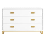 Sarantino Amara Chest of Drawers Tallboy Dresser in White Gold CHE-90L-05-WHG
