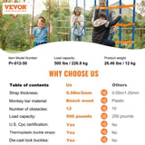 VEVOR Ninja Warrior Obstacle Course for Kids, 2 x 15.24 m Weatherproof Slacklines, 228kg Weight V952-RZX502YC10J052R10V0