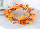 6 Pcs Artificial Maple Leaf Candle Ring Pumpkins Berries Maple Leaves Autumn Candle Wreath for Up to V1294-YM0901-210609XU052