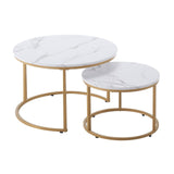 Nesting Coffee Table Set of 2, 700 mm Round Coffee Table, Nesting Tables for Small Place, Vintage V952-QTZTMYXKJTT2V611W001V0