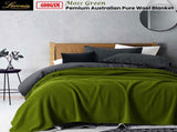 Laconia 400GSM Premium Australian Pure Wool Blanket Moss Green Queen V442-HIN-BLANKET-LACONIAWOOL-MOSSGREEN-QS