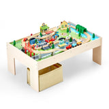 Train Table, 84 Multicolor Pieces Kids Activity Table with Collapsible Storage Bin, 3-in-1 V952-CGKHCZ382451O3JQK001V0