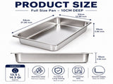 Commercial Stainless Steel GN 1/1 100mm Deep Gastronorm Bain Marie Buffet Steam Table Food Pan with V324-1-1GNPAN-10CM-WLID