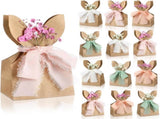 24 Set Boho Bow Easter Bunny Party Favor Bags DIY Bunny Gift Boxes with Neutral Bow Ribbon and Dried V1258-DP02-WO-213