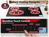 Devanti Ceramic Cooktop 5 Cooking Zone 4 Electric Hobs Touch Control 7600W Black CCT-B-4B-5Z-TOUCH-BK