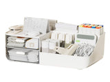 Makeup Organizer Multifunctional Skincare Cosmetic Storage with 2 Drawers for Vanity Desktop White V1294-YM0901-3117240232211