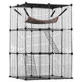 Large 3-tier Cat Cage, 28 x 28 x 41", DIY Detachable Metal Wire Durable Cat Enclosure, with Large V952-PJSMBSL28W281ORKFV0