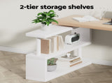 Artiss Office Desk & Set 140cm Computer Desk with Rotatable Bookshelf & Criss Cross Office DESK-CORNER-140-2017-BG