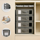 4PCS Foldable Bed Sheet Set Organizer Fabric Storage Bins with Handle Storage Box V63-952341