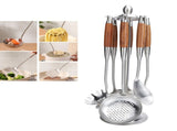 Kitchen Spatula Set 304 Stainless Steel Wood Handle Spatula Frying Shovel Cooking Utensils V1294-YM0901-3118200261011