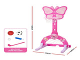 Keezi 3-in-1 Kids Basketball Hoop Soccer Goal Golf Game Set with Balls Pink BAS-HOOP-KID-S-PK