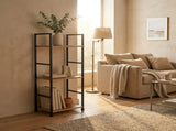 CARLA HOME 3 Tier Bookshelf - Wood Metal Display Shelf - Brown - Rustic - Steel - Living Room Office V178-36410