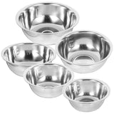 5Pcs Kitchen Round Basin Stainless Steel Mixing Bowls Deep Design for Mixing Plated Silver V1369-AZ3-W-20602
