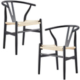 Anemone Set of 2 Wishbone Dining Chair Beech Timber Replica Hans Wenger - Black V315-VOD-WISH-02-2PC-KIT