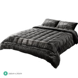 Giselle Bedding Faux Mink Quilt Charcoal King QUILT-FM-CHAR-K