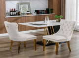 AADEN 2x Velvet Dining Chairs with Golden Metal Legs-Beige V226-SW1501BG