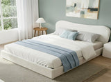 Artiss Double Bed Frame with Gaslift Storage Wooden Platform Mattress Base Boucle Upholstered White BFRAME-H-DARAGS-D-WH-ABC