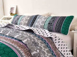 Romantic Blush green grey 3 Pc Bedspread & Pillow Cover Set V745-MAC080340Q13U