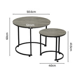 Levede Round Nesting Table Coffee Table Wood Side Table CH1156-60-GY