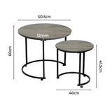 Levede Round Nesting Table Coffee Table Wood Side Table CH1156-60-GY_NZ