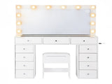 Artiss Dressing Table Vanity Desk Set Stool LED Bulbs White FURNI-L-DRESS08-WH-ABC