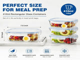4-Pack Glass Food Storage Containers with Lids, 14oz /410ml Airtight Bento Lunch Boxes Meal Prep & V1192-AZ-W-17772