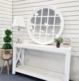 Window Style Mirror - White Circle 100cm V292-MIRR-ARCH026