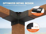 Pergola Bracket Kit 4''x4'', 4pcs 3-Way Heavy Duty Corner Bracket Woodworks DIY V952-LPJJST4PCS4X7SP6AV0